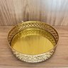 Bandeja Redonda Espelhada Metal Dourada - 17,5cm - 3