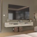 Ver imagem 1 de Rack Ripado Suspenso Luxo para Tv até 80 Polegadas com Nichos e Portas 220 Cm