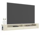 Ver imagem 2 de Rack Ripado Suspenso Luxo para Tv até 80 Polegadas com Nichos e Portas 220 Cm