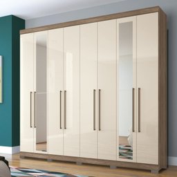 Guarda Roupa Casal 8 Portas 4 Gavetas com Espelho e Pés Master Vip - 2