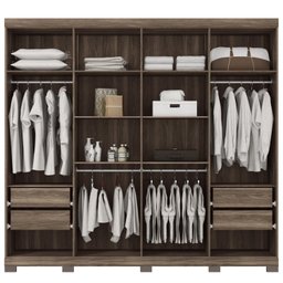 Guarda Roupa Casal 8 Portas 4 Gavetas com Espelho e Pés Master Vip - 3