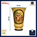 Ver imagem 3 de Vaso Decorativo Cerâmica Laqueada Pintado À Mão Macacos Bandolim Mostarda 25cm Columbus Gold