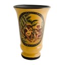 Ver imagem 1 de Vaso Decorativo Cerâmica Laqueada Pintado À Mão Macacos Bandolim Mostarda 25cm Columbus Gold
