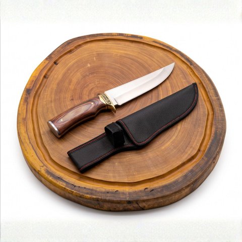 Tábua Bolacha Sicupira 45cm Maciça + Faca Artesanal 8 pol