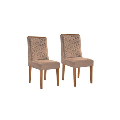 Cadeira Sala de Jantar Dafne Luxo Kit 2 Un Imbuia/Veludo Pérola - Rufato