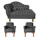 Ver imagem 1 de Jogo Divã 120cm Modelo Imperial + 2 Poltronas Stephany Suede:cinza Escuro