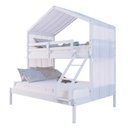 Ver imagem 2 de Beliche Casal/ Solteiro Casinha com Cortina Madeira Maciça Branco Megamobilia