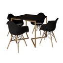 Ver imagem 6 de Mesa Jantar Industrial Quadrada 90cm Preta Base V Dourada com 4 Poltronas Daw Madeira P Marrom