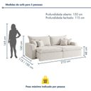 Ver imagem 3 de Sofá Cama 3 Lugares 210cm com Almofadas e Caixa Zero Ilha Bela