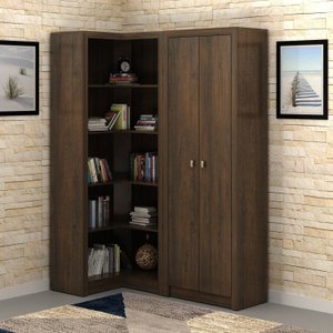 Conjunto para Escritório 2 Peças Armário de Canto com Armário 2 Portas 