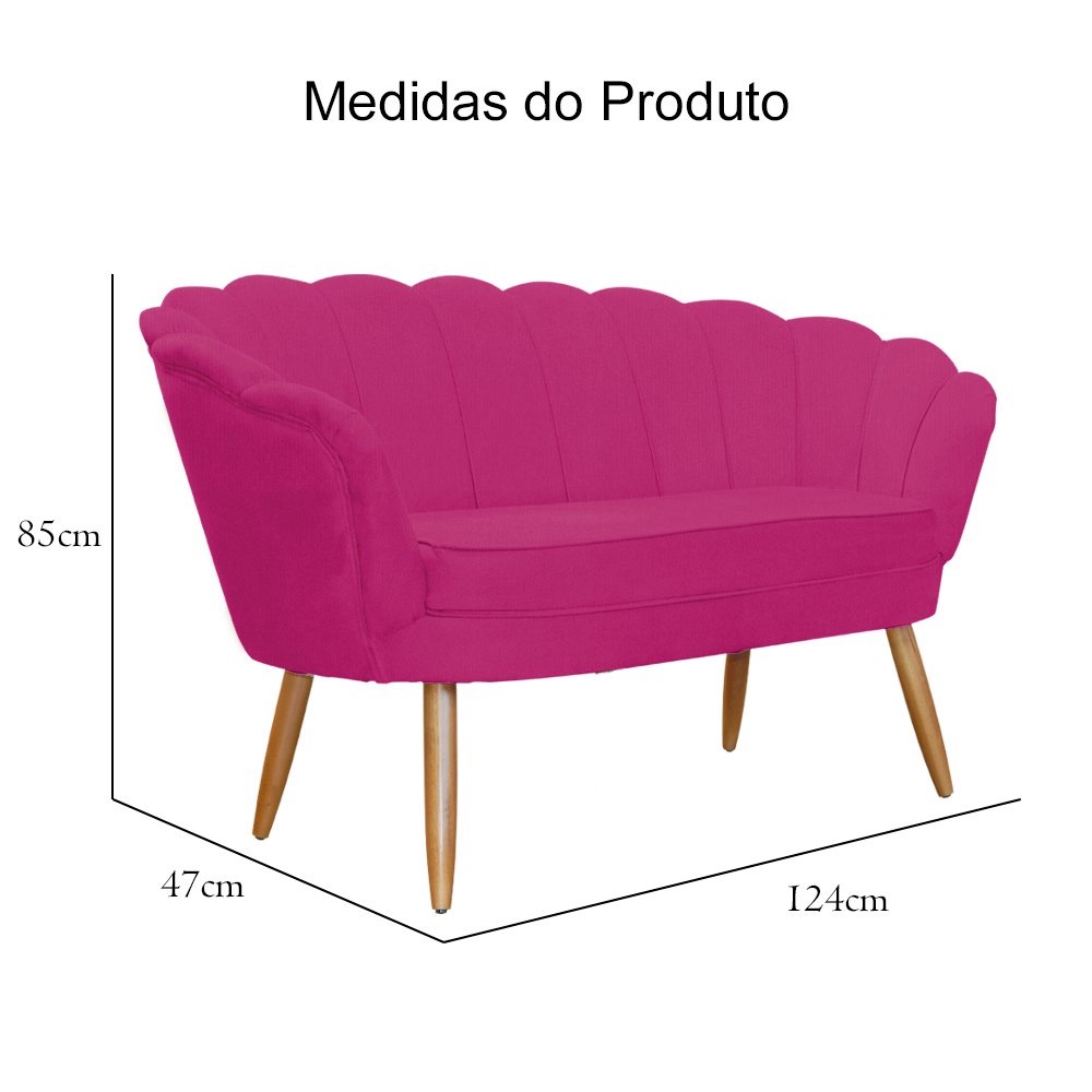 Namoradeira Pétala Suede Várias Cores - Pés de Madeira - S.A. Móveis DS Estofados Pink - 5