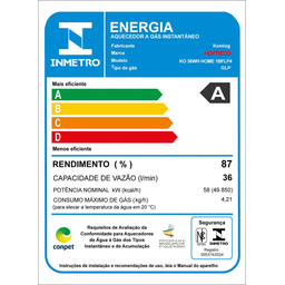 Aquecedor de Água a Gás Komeco Ko 36 Wh Home Branco Digital 36 Litros Bivolt Gás Glp - 6