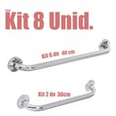Ver imagem 1 de Kit 8 Alças de Apoio Banheiro Inox Barras 2 unid 30 cm e 6 unid 40 cm Idoso Cadeirante