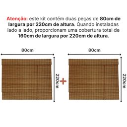 Persiana Romana Bambu Block 160larg X 220alt Natural (2 Peças) - 3