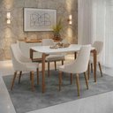 Ver imagem 1 de Conjunto de Jantar Mesa c/Vidro Donatella 4 Cadeiras Evelyn - Linho Off White - Linked 02