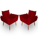 Ver imagem 1 de Kit 02 Poltrona para Sala e Quarto Decorativa Opala Suede Vermelho