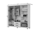 Ver imagem 2 de Guarda Roupa Solteiro 6 Portas 2 Gavetas com Pés 153cm Áries Branco - Carioca Móveis