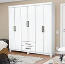 Ver imagem 1 de Guarda Roupa Solteiro 6 Portas 2 Gavetas com Pés 153cm Áries Branco - Carioca Móveis