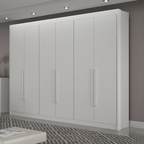 Guarda-roupa Casal 100% Mdf 6 Portas 6 Gavetas Diamante Leifer Móveis:branco