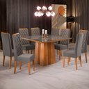 Ver imagem 1 de Mesa de Jantar 8 Lugares Perla com Vidro Mel/veludo Cinza/grafite - Viero Móveis
