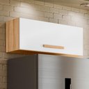 Ver imagem 2 de Armário Aéreo Geladeira Intenza 80cm 1 Porta Basculante Freijó/off White Cristal - Nicioli