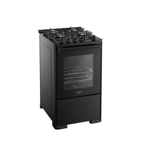 Fogão Piso 4 Bocas Gás Dako Diplomata Mesa Vidro Acendimento Automático Preto Bivolt