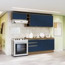 Ver imagem 1 de Armário de Cozinha Completa Garrafeiro 100% Mdf 260cm Nogueira/azul Profundo Celeste Kappesberg