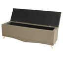 Ver imagem 3 de Kit Estrela Cabeceira de Cama Painel e Calçadeira Baú Botão Cristal King 195 Cm Suede Bege Eli M