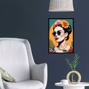 Ver imagem 1 de Quadro Frida Moderna de Óculos 24x18cm - com Vidro:madeira Branca