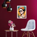 Ver imagem 2 de Quadro Frida Moderna de Óculos 24x18cm - com Vidro:madeira Branca
