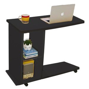Mesa Com Rodizio Preto Em Mdf