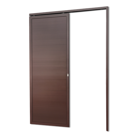 Porta de Correr Suspensa Lambril Dir L.25 Marrom Corten 210x80 Brimak