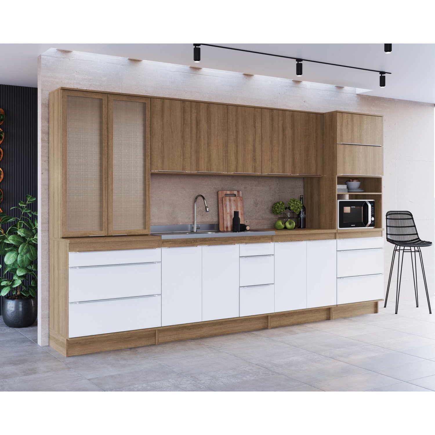 Cozinha Completa 6 Peças com Cristaleira Porta Tela 1 Forno e Espaço Cooktop Paola  - 5