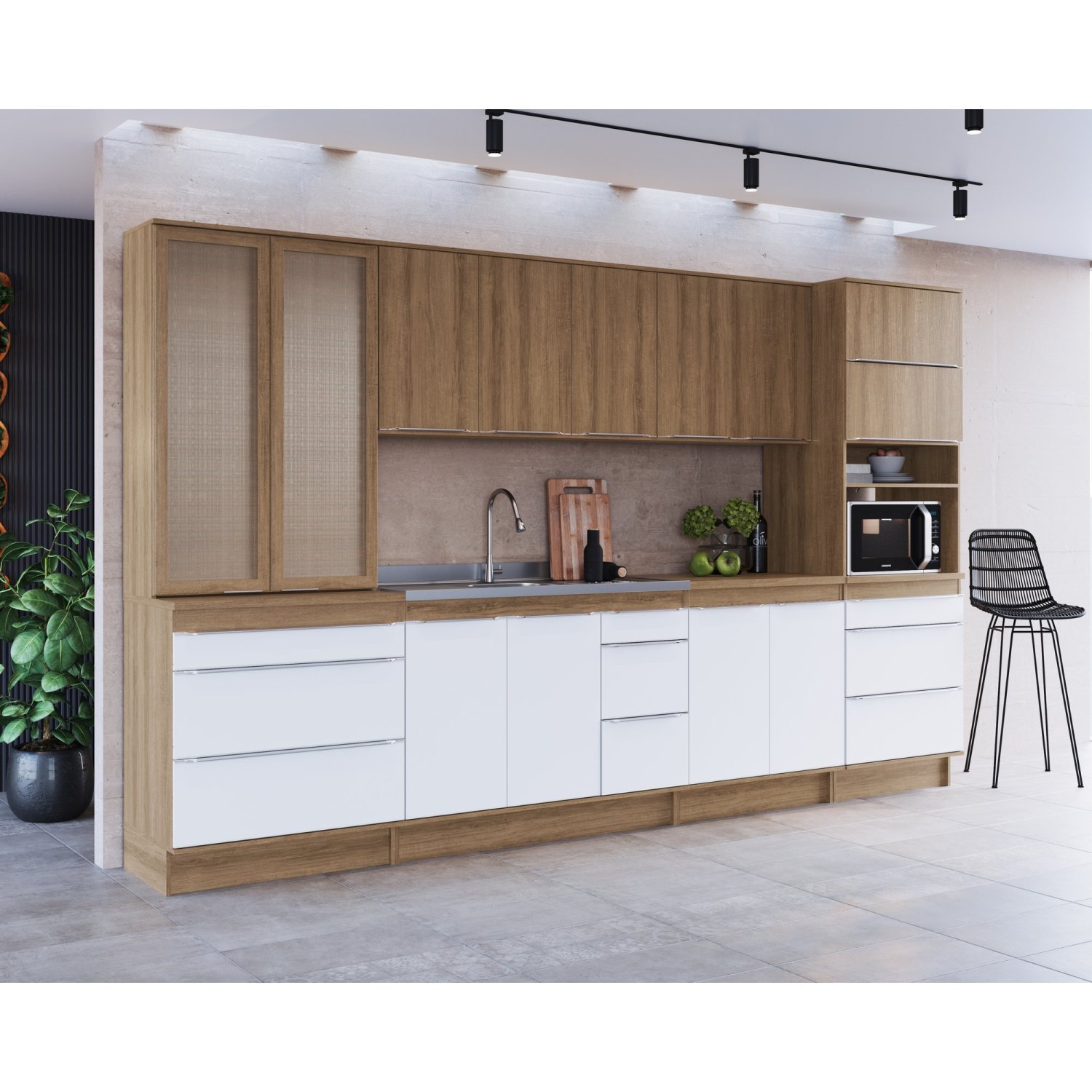 Cozinha Completa 6 Peças com Cristaleira Porta Tela 1 Forno e Espaço Cooktop Paola  - 1