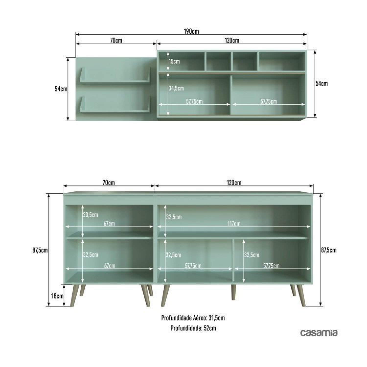 Cozinha Compacta 4 Peças 6 Portas 2 Prateleiras One Gralar - 3
