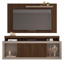 Ver imagem 7 de Rack com Painel Ripado para TV até 65 Polegadas MDF 180cmx174cm Esmeralda Bege Havana/Fendi