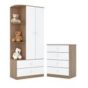 Ver imagem 1 de Cômoda e Guarda Roupa Infantil Amarelinha Rústico Branco - Henn