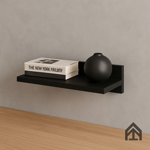 Prateleira T em Mdf 30x10x10 - Preto - Quatro Prateleiras