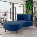 Ver imagem 1 de Sofá Chaise Lado Esquerdo Downey Sala de Estar Veludo Azul G15 - Gran Belo