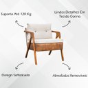 Ver mais imagens de Kit 2 Poltronas Laura Corino Peroba e Linho Off White Pé Castanho
