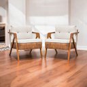 Ver imagem 2 de Kit 2 Poltronas Laura Corino Peroba e Linho Off White Pé Castanho