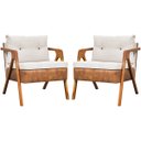 Ver imagem 1 de Kit 2 Poltronas Laura Corino Peroba e Linho Off White Pé Castanho