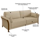 Ver imagem 3 de Sofá Living 3 Lugares 222cm Pés Madeira Roya M22 Linho Bege - Mpozenato