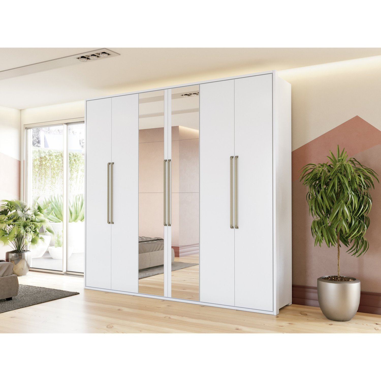 Guarda Roupa 6 Portas e 4 Gavetas e Espelhos Kappesberg - 1