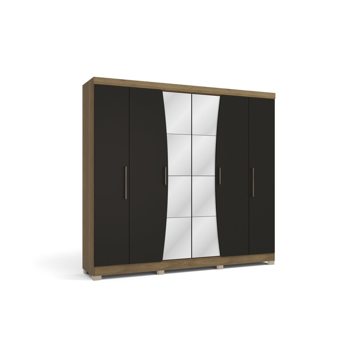 Guarda Roupa 6 Portas e 2 Gavetas com Pés e Espelhos Kappesberg ...
