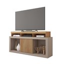Ver imagem 3 de Rack Tv 55 Pol 136cm Bancada com Rodízio Sala Lyara C01 - D'Rossi Cor Buriti/fendi