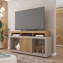 Ver imagem 1 de Rack Tv 55 Pol 136cm Bancada com Rodízio Sala Lyara C01 - D'Rossi Cor Buriti/fendi