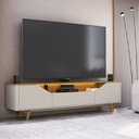 Ver imagem 1 de Rack para TV até 85 Polegadas com LED 220cm Pés em Madeira Maciça Cooper Cinza Bege Dunas/Carvalho