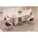 Ver imagem 1 de Conjunto: Mesa Sala Jantar Liz C/ Tampo Madeirado C/ Vidro Oval 218x108cm e 6 Cadeiras Vitta Off