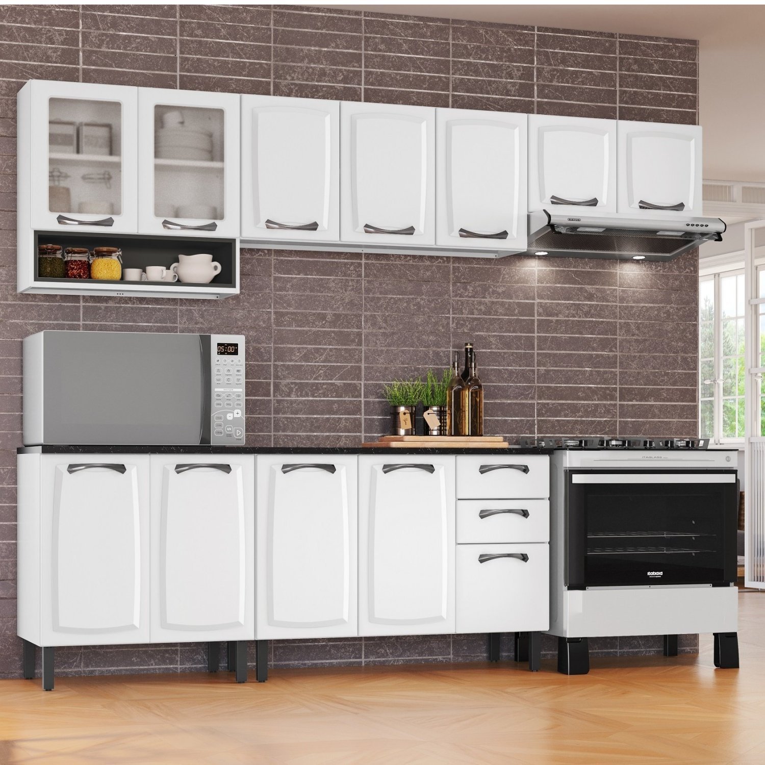 Cozinha Compacta em Aço 4 Peças 12 Portas 2 Gavetas Paneleiro Para Forno em Aço New Premium - 2